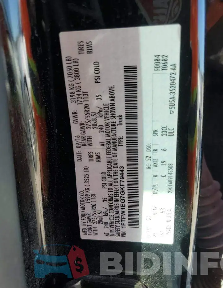 1FTFW1EG7GKF79443 Photo# 10