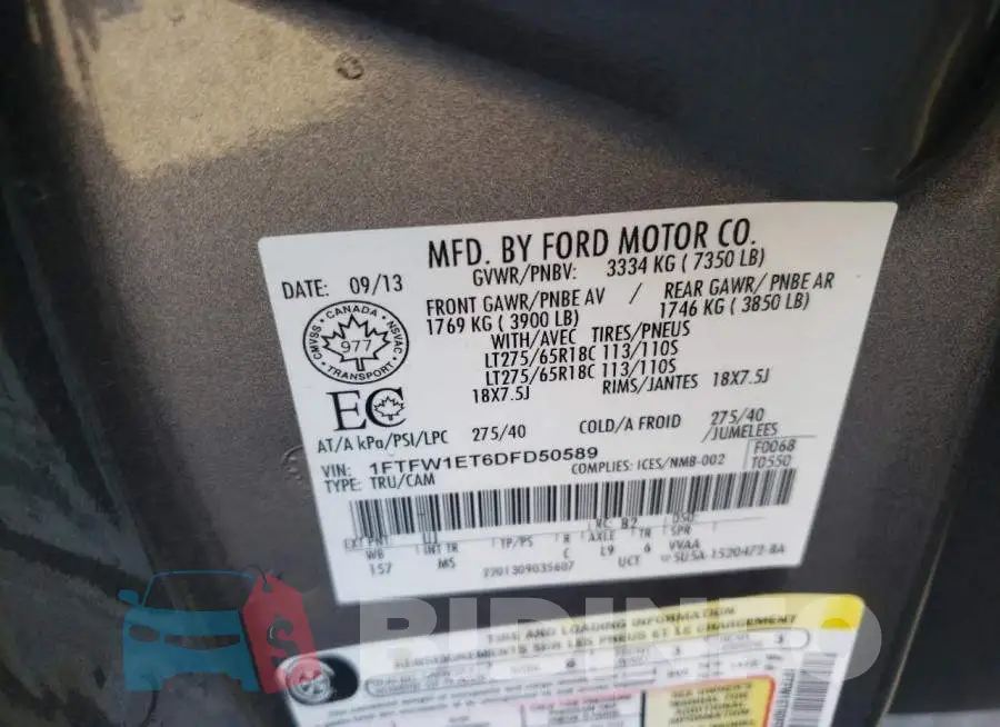 1FTFW1ET6DFD50589 Photo# 10