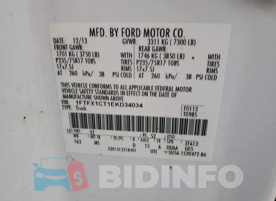 1FTFX1CT1EKD34034 Photo# 12