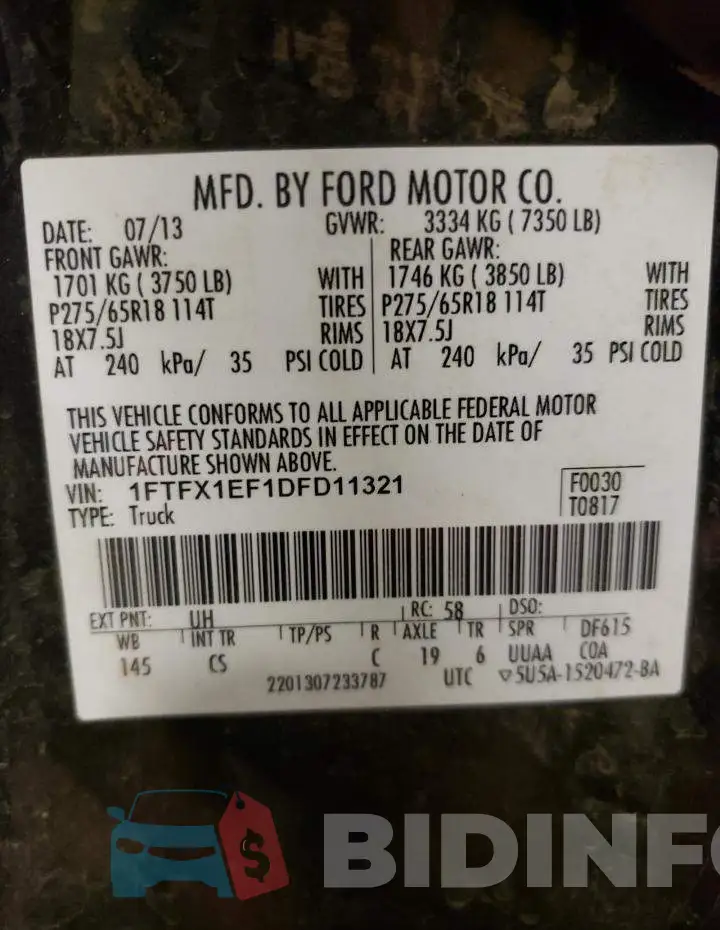 1FTFX1EF1DFD11321 Photo# 10