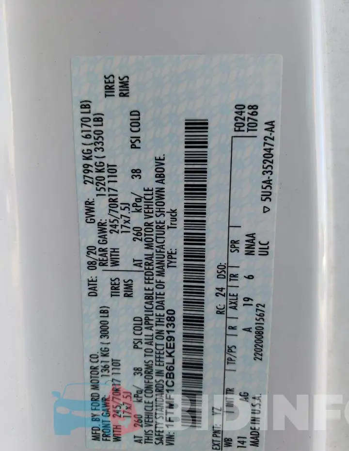 1FTMF1CB6LKE91380 Photo# 10