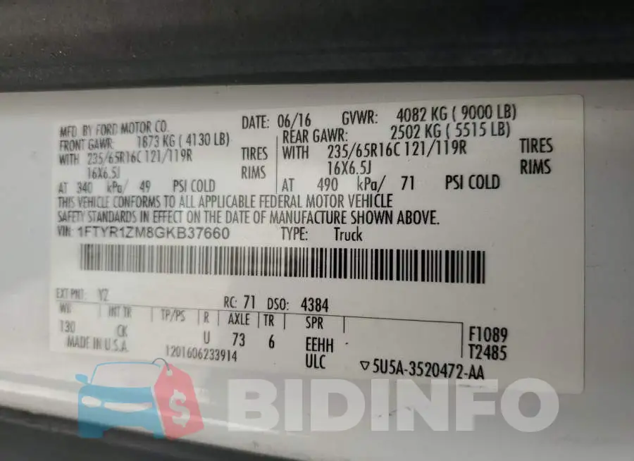 1FTYR1ZM8GKB37660 Photo# 10