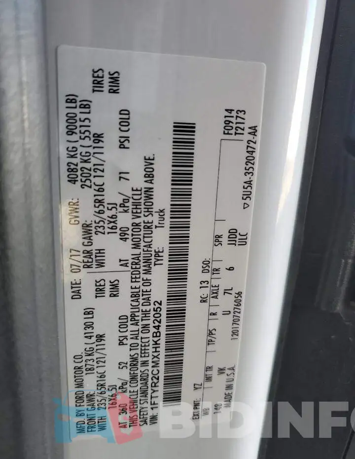 1FTYR2CMXHKB42052 Photo# 13