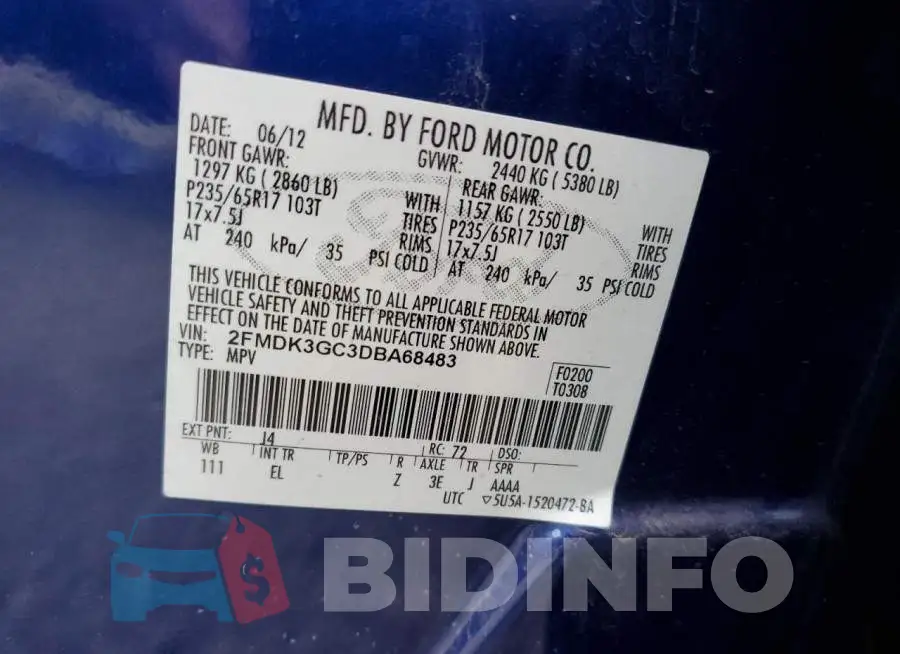 2FMDK3GC3DBA68483 Photo# 13