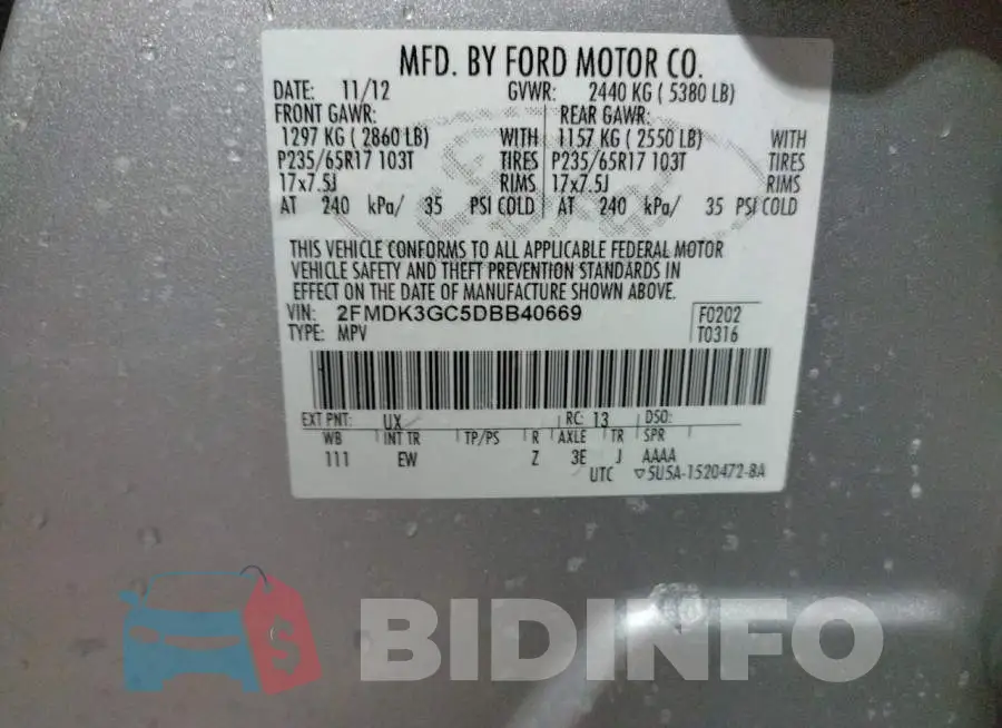 2FMDK3GC5DBB40669 Photo# 10