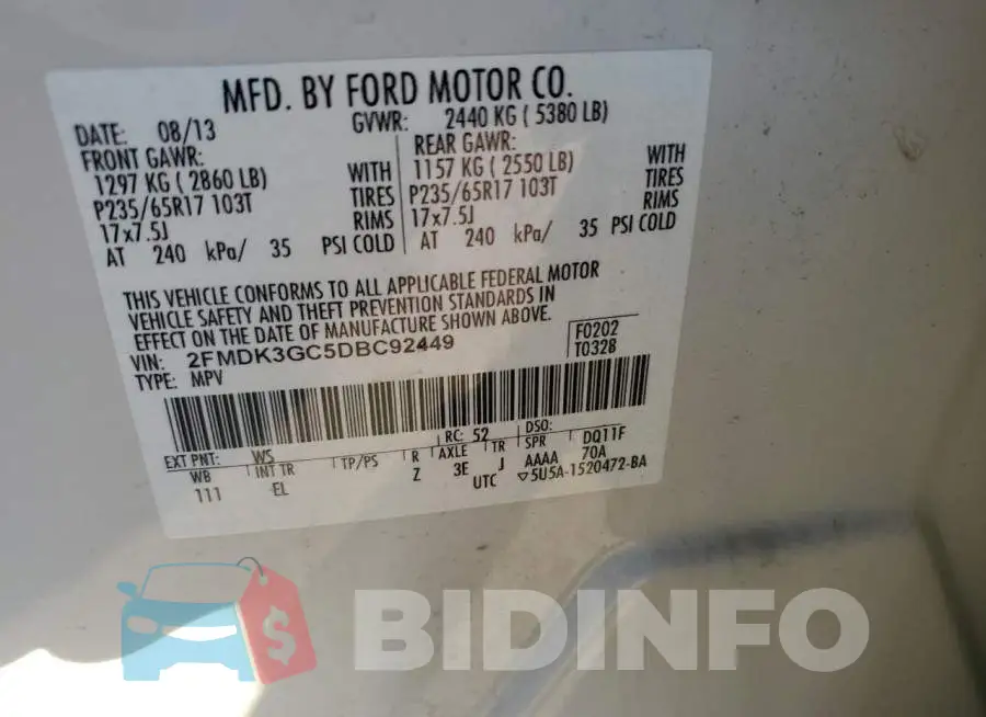 2FMDK3GC5DBC92449 Photo# 13
