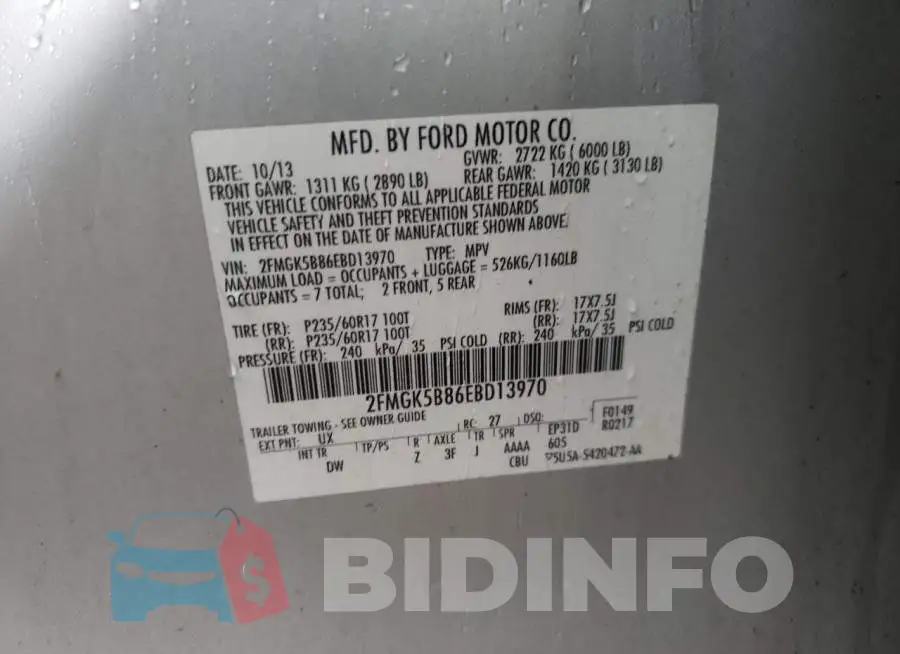2FMGK5B86EBD13970 Photo# 10