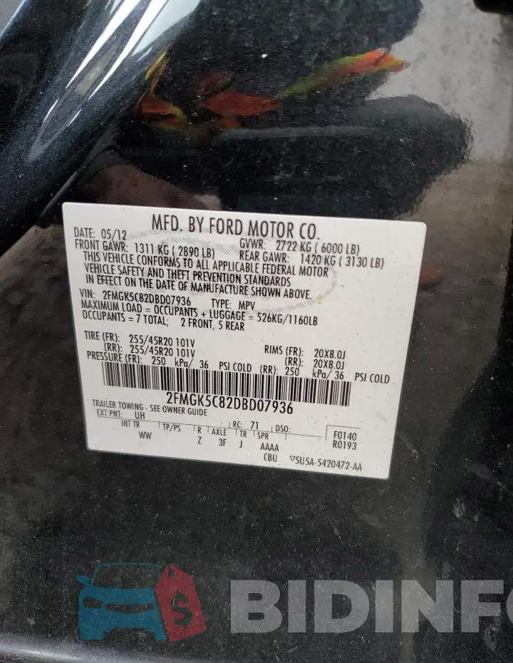 2FMGK5C82DBD07936 Photo# 10