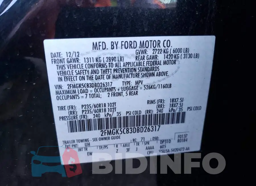 2FMGK5C83DBD26317 Photo# 13