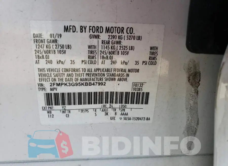 2FMPK3G95KBB47992 Photo# 13