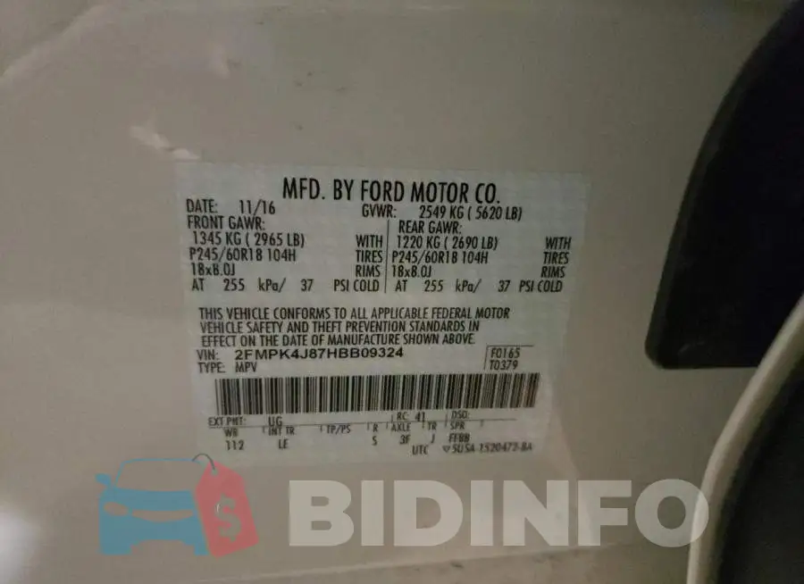 2FMPK4J87HBB09324 Photo# 10