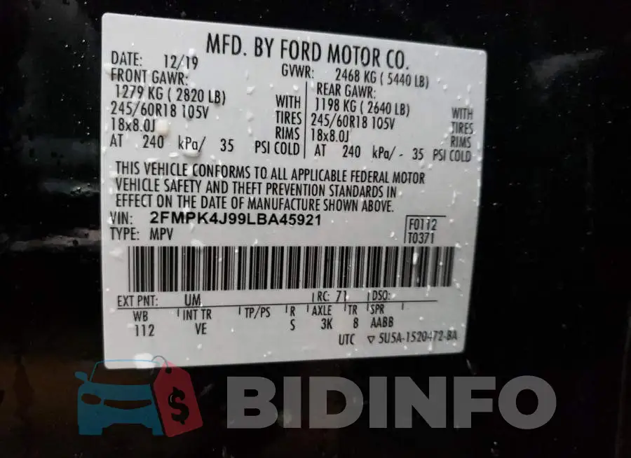 2FMPK4J99LBA45921 Photo# 14