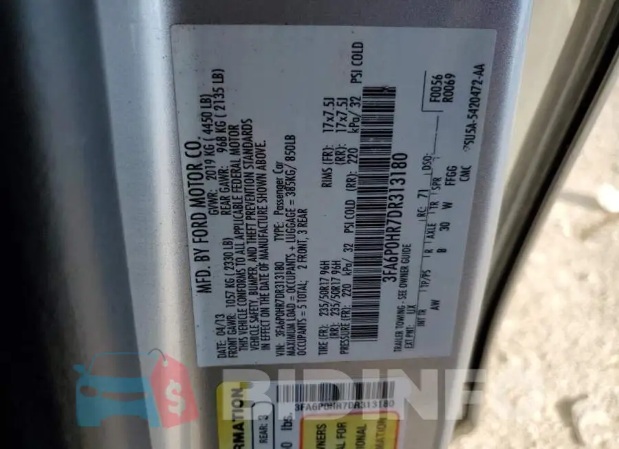 3FA6P0HR7DR313180 Photo# 12