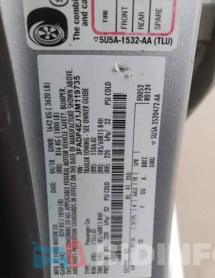 3FADP4EJ1JM119735 Photo# 12