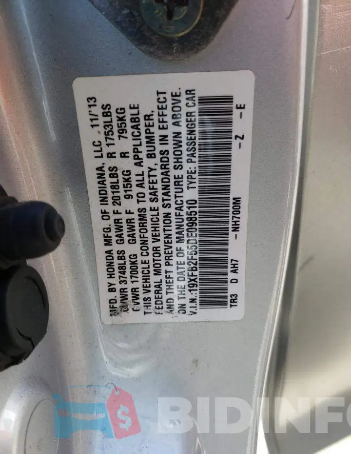 19XFB2F55DE098510 Photo# 10