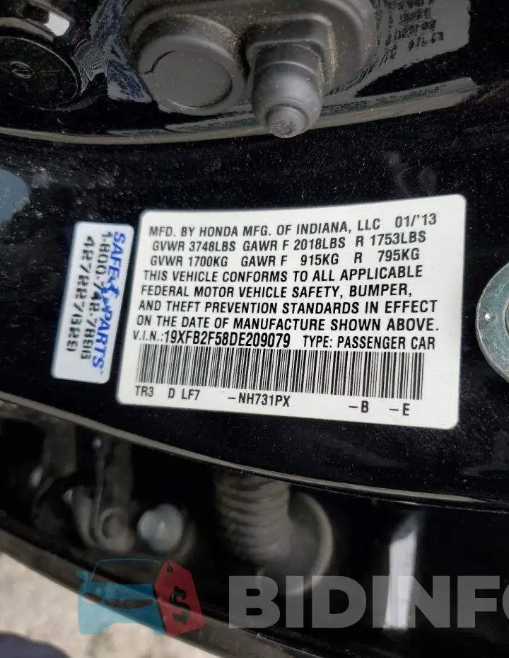19XFB2F58DE209079 Photo# 12