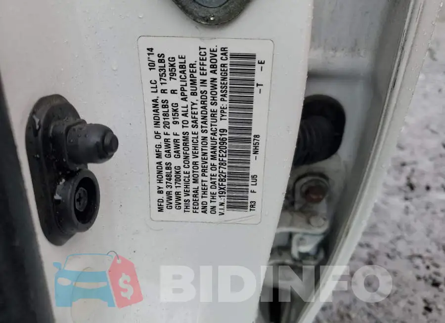 19XFB2F78FE209619 Photo# 10