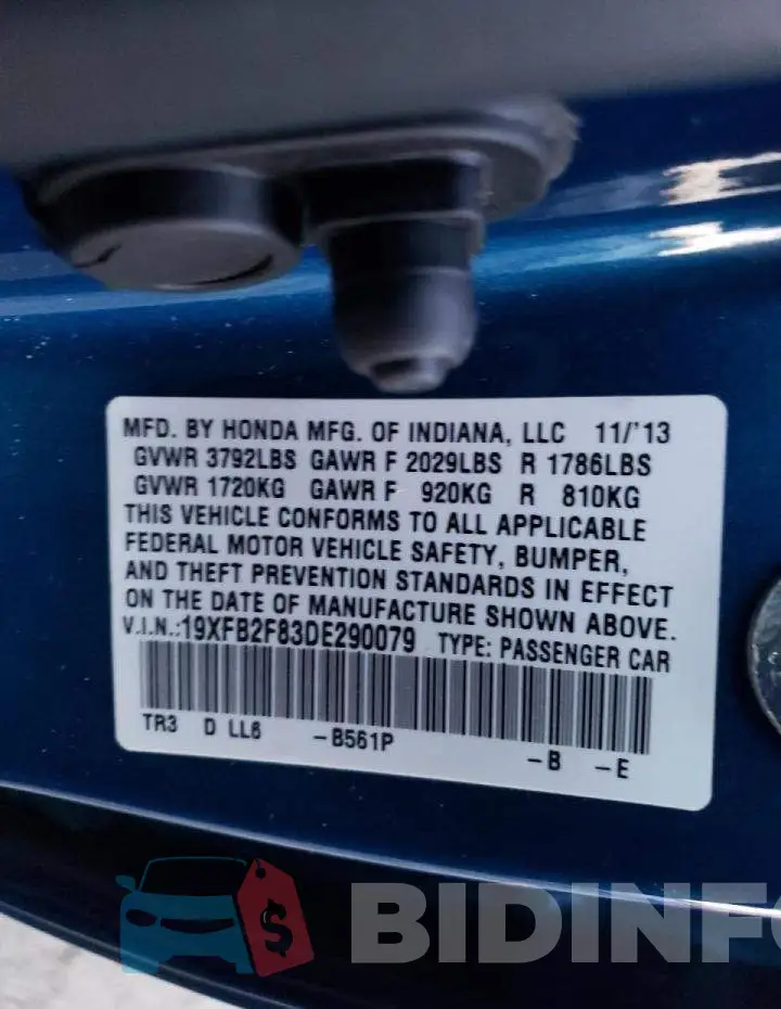 19XFB2F83DE290079 Photo# 12