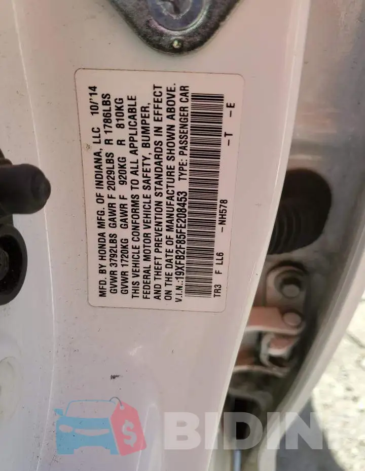 19XFB2F85FE208453 Photo# 12