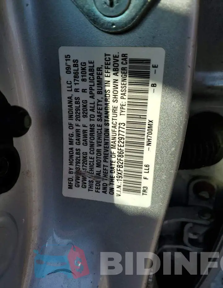 19XFB2F86FE297773 Photo# 13