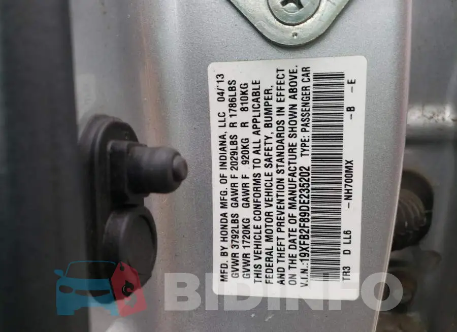 19XFB2F89DE235202 Photo# 12