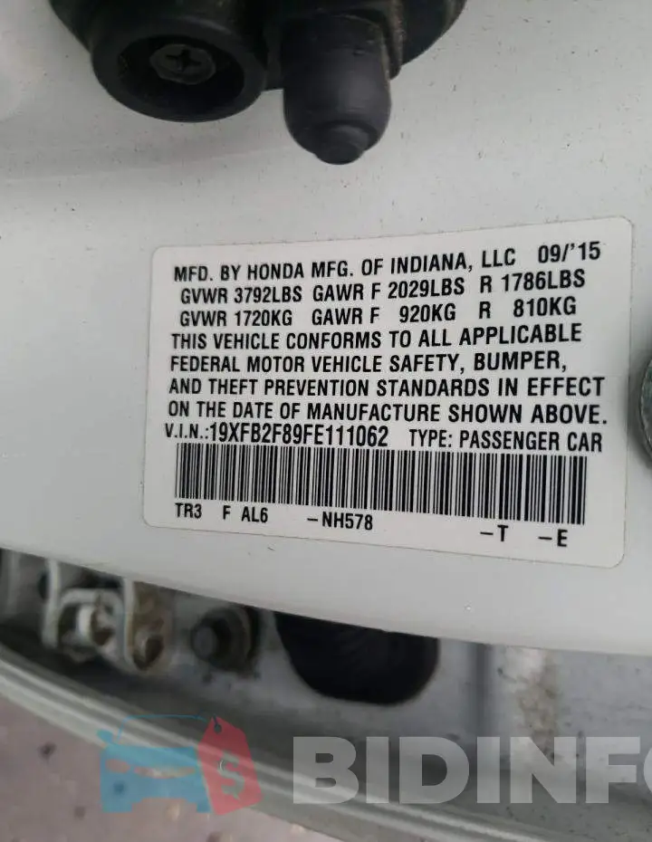 19XFB2F89FE111062 Photo# 13