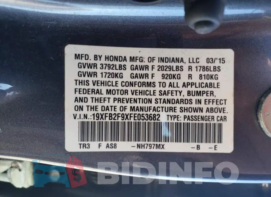 19XFB2F9XFE053682 Photo# 13