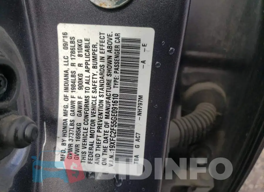 19XFC2F55GE091610 Photo# 12