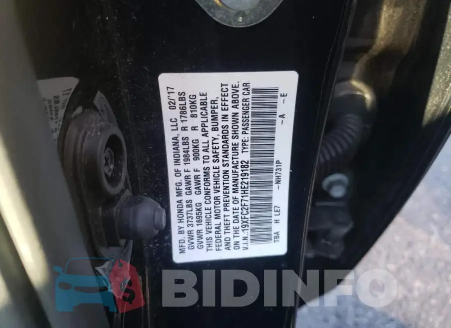 19XFC2F71HE219182 Photo# 10