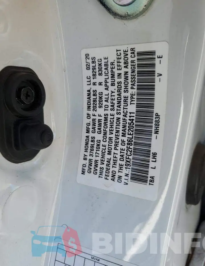 19XFC2F86LE205411 Photo# 10