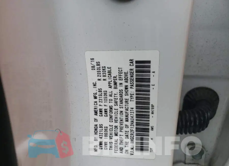 1HGCR2F12HA047374 Photo# 10