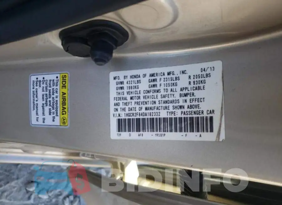 1HGCR2F84DA182332 Photo# 10