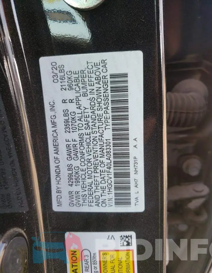 1HGCV1F40LA083301 Photo# 10