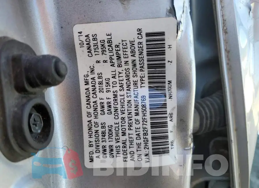 2HGFB2F72FH508769 Photo# 10