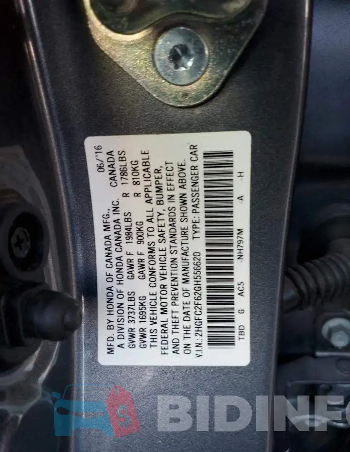 2HGFC2F62GH556620 Photo# 12