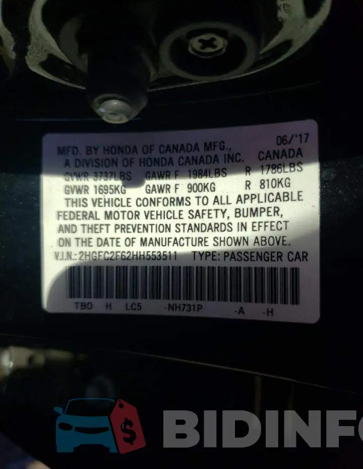 2HGFC2F62HH553511 Photo# 10