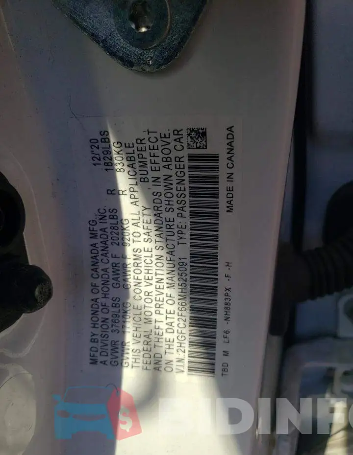 2HGFC2F66MH525091 Photo# 10