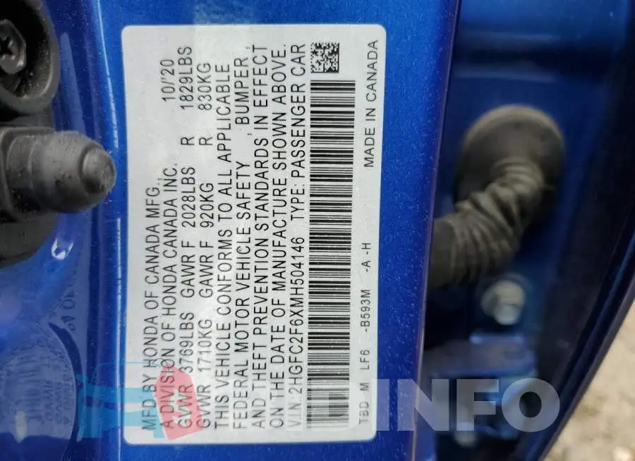 2HGFC2F6XMH504146 Photo# 10