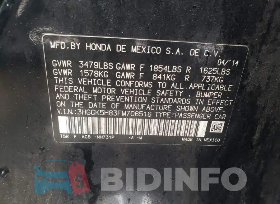 3HGGK5H83FM706516 Photo# 13