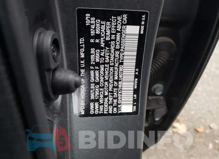 SHHFK7H68LU407882 Photo# 12