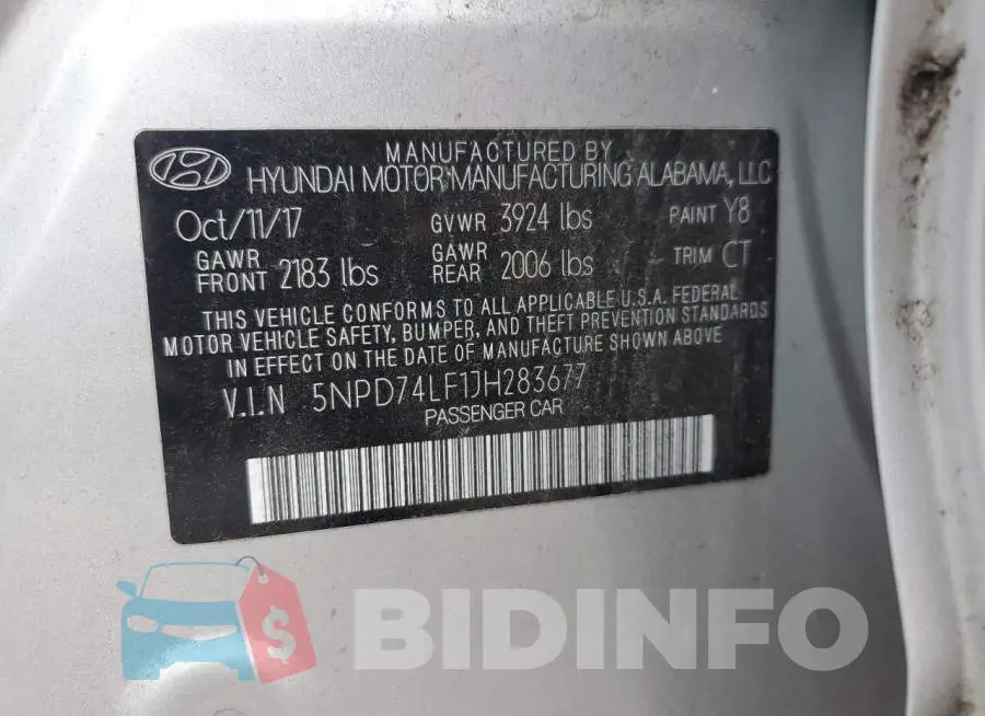 5NPD74LF1JH283677 Photo# 10