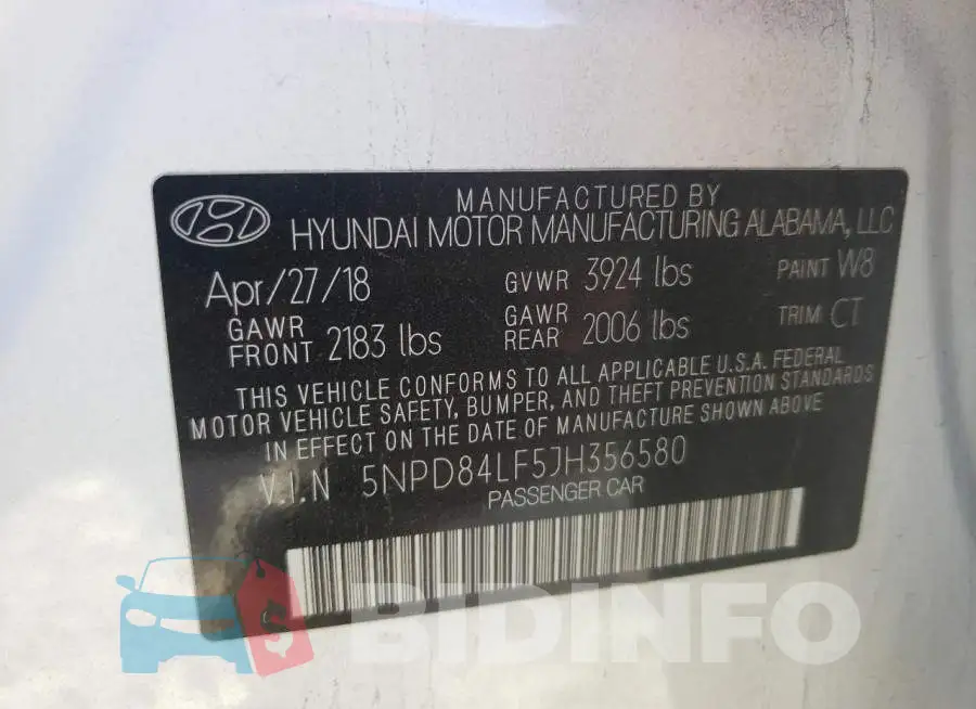 5NPD84LF5JH356580 Photo# 10