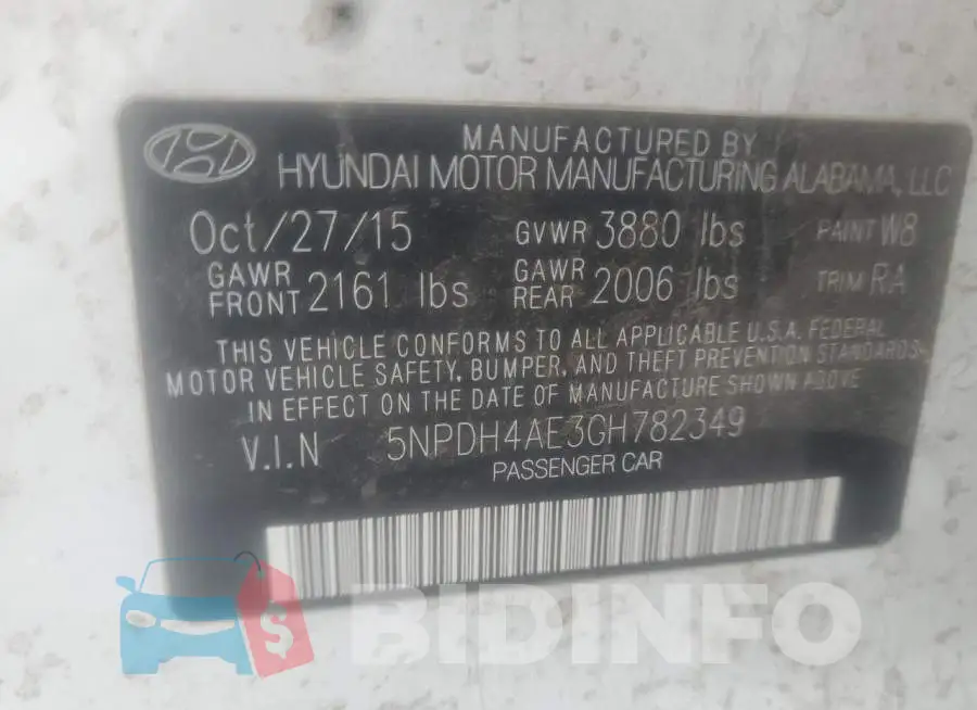 5NPDH4AE3GH782349 Photo# 10