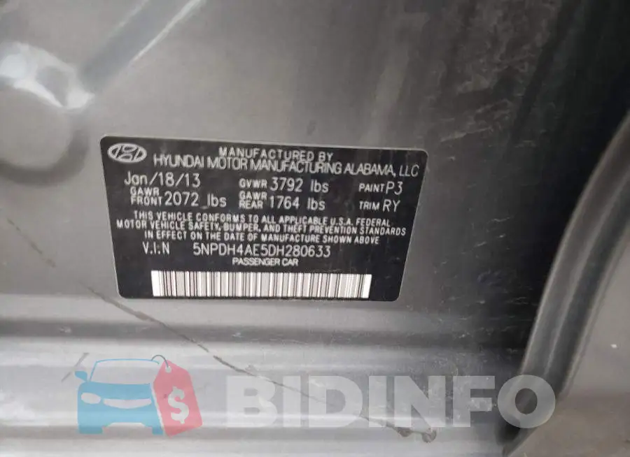 5NPDH4AE5DH280633 Photo# 12
