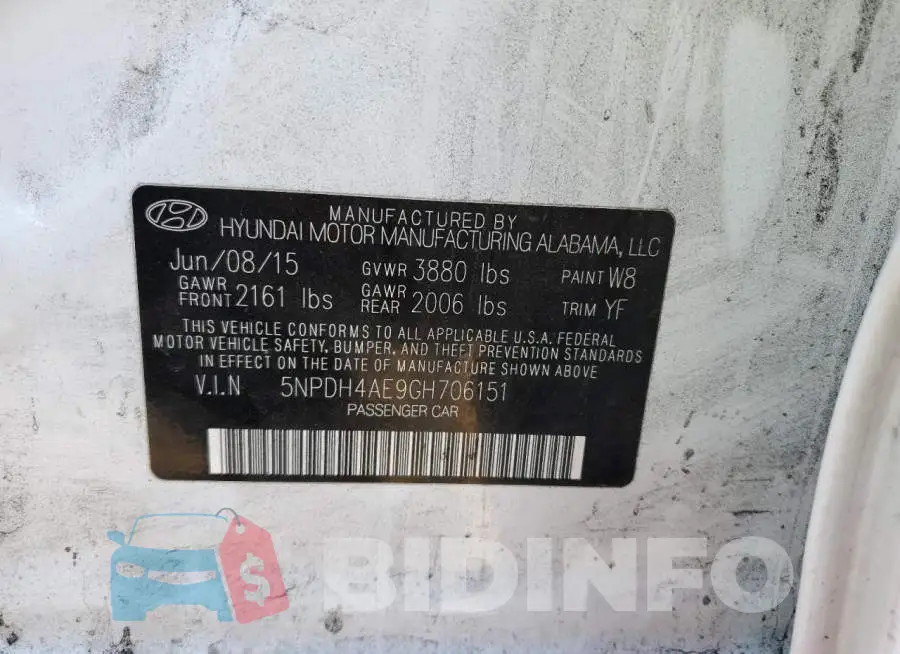 5NPDH4AE9GH706151 Photo# 10