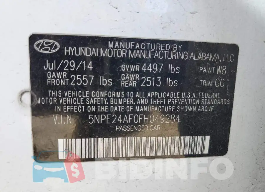 5NPE24AF0FH049284 Photo# 10