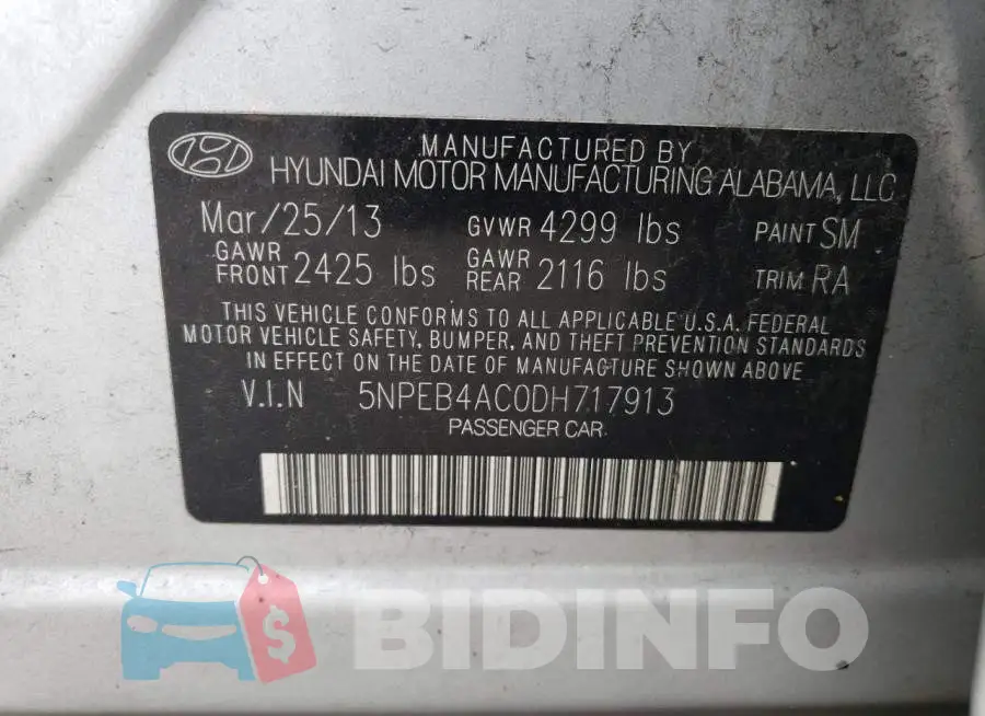 5NPEB4AC0DH717913 Photo# 12