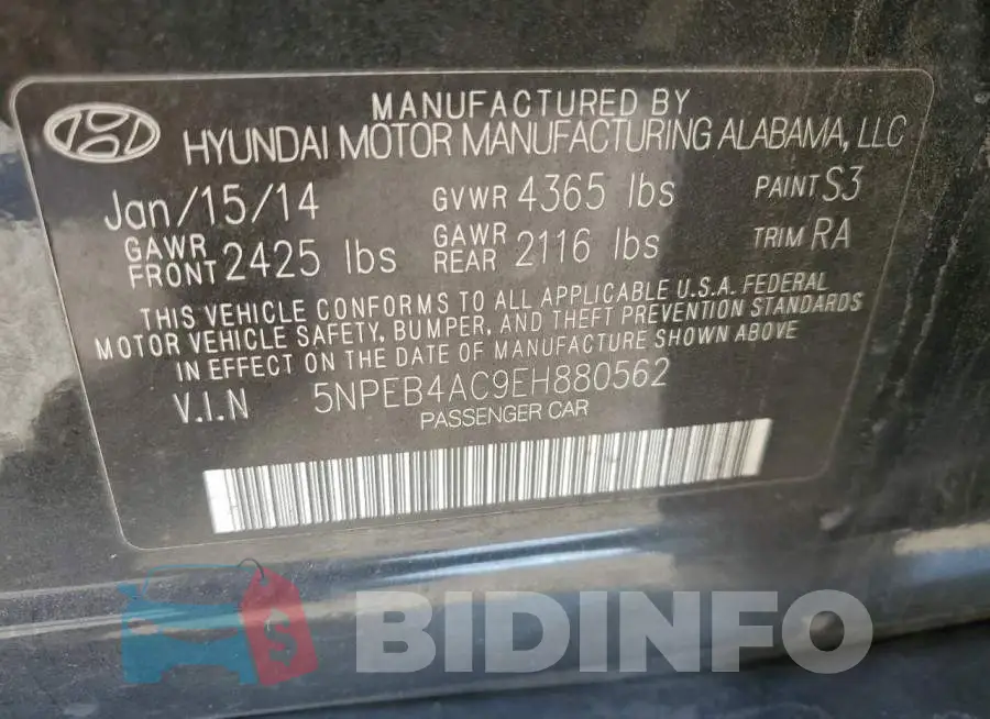 5NPEB4AC9EH880562 Photo# 12