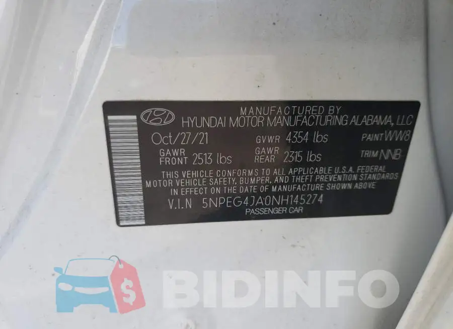 5NPEG4JA0NH145274 Photo# 13
