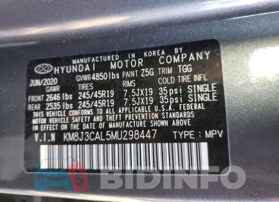 KM8J3CAL5MU298447 Photo# 13
